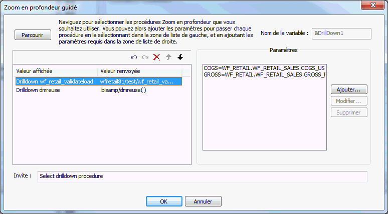 Fenêtre de dialogue Zoom en profondeur guidé