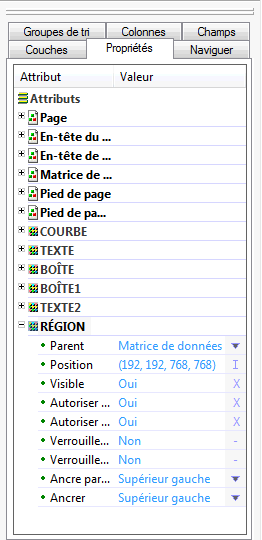 Onglet Propriétés