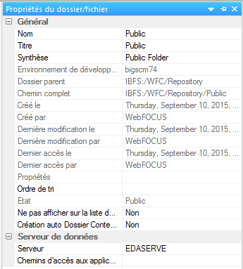 panneau Propriétés Fichier/Dossier