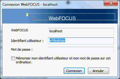 Fenêtre de dialogue Connexion WebFOCUS