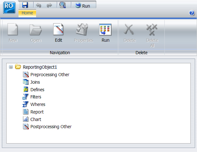 Outil Navigateur Objet de reporting