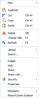 Menu contextuel Dossier