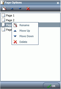 Fenêtre de dialogue Options Page
