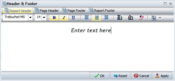 Fenêtre de dialogue En-tête et Pied de page