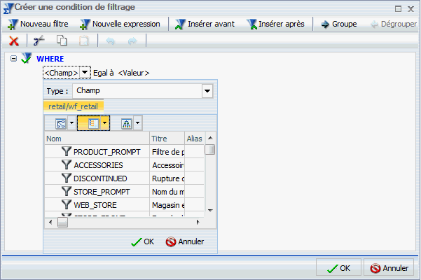 Liste Champ dans une grille triable