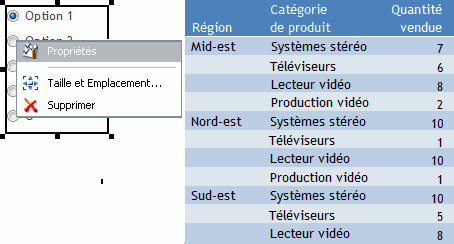 Menu contextuel bouton radio