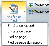 Menu d'options En-tête et Pied de page 