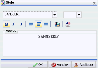 Fenêtre de dialogue Style
