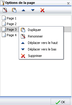 Fenêtre de dialogue Options Page