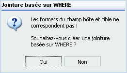 Boîte de message pour un champ de jointure sans index