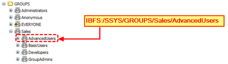 Chemin IBFS d'un sous-groupe imbriqué dans la structure de ressource