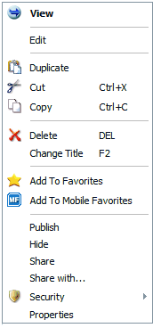 Menu contestuale URL