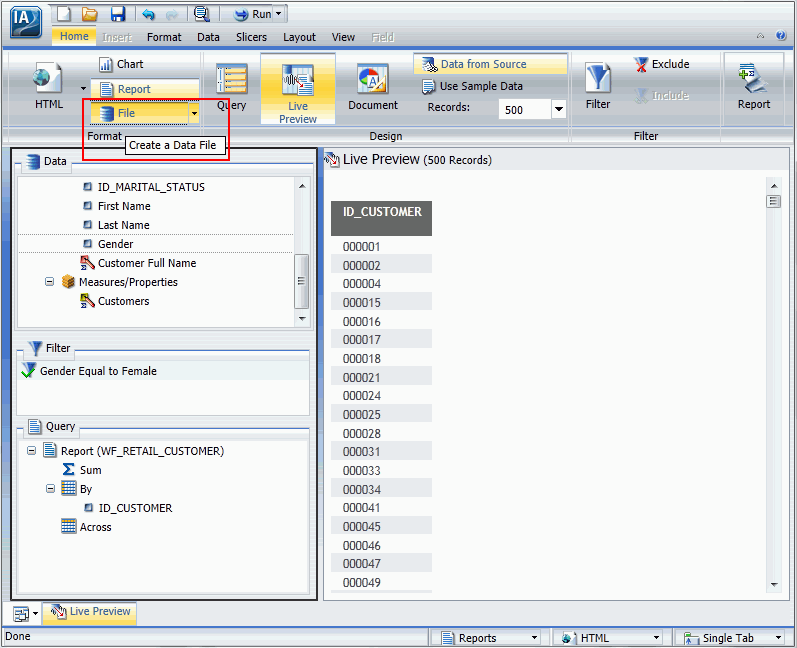 Pulsante File e Descrizione Comandi