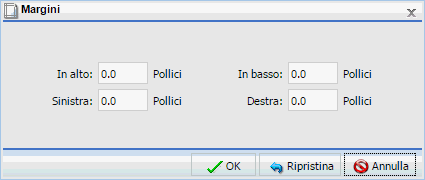 Finestra di dialogo Margini
