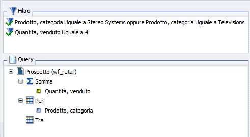 Filtro pannello Progettazione Query e aree Query