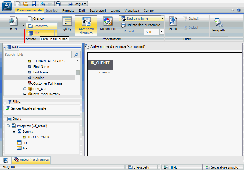 Pulsante File e Descrizione Comandi