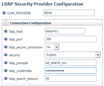 Configurazione fornitore sicurezza LDAP