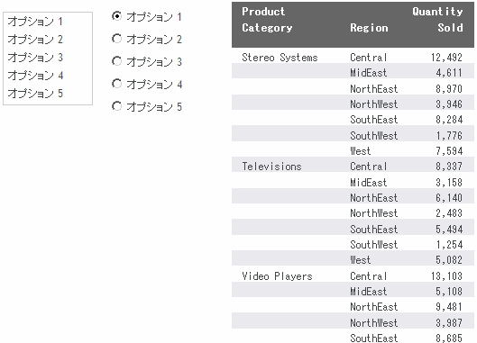 リスト入力フォームとラジオボタン入力フォームが追加されたレイアウト (入力フォーム)