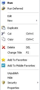 Menu de Contexto para Objeto do Relatório