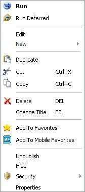 Menu de Contexto para Objeto do Relatório