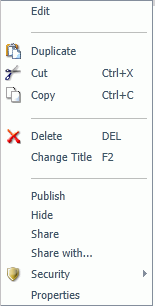 Menu de Contexto para Lista de Distribuição e Acesso da Biblioteca