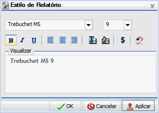 Caixa de diálogo Estilo do Relatório