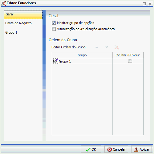 Guia Geral da Caixa de Diálogo Editar Segmentadores