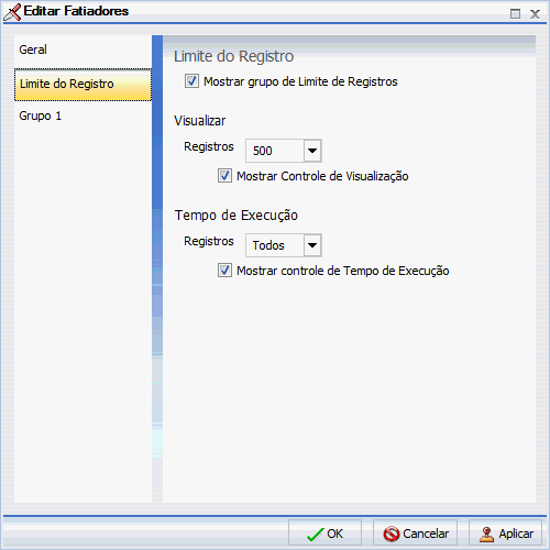 Guia Limite de Registros da Caixa de Diálogo Editar Segmentadores