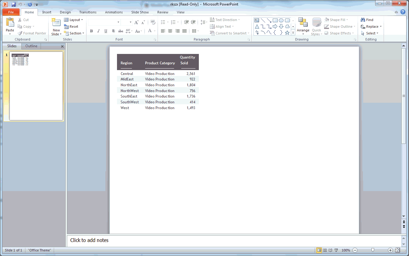 Saída de Relatório PowerPoint