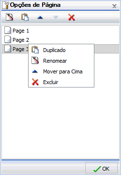caixa de diálogo Opções da Página