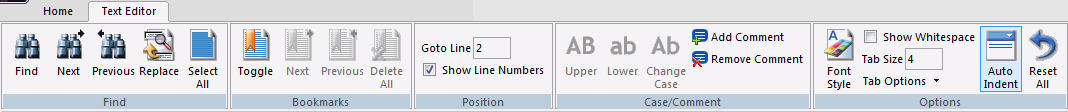 Text Editor tab