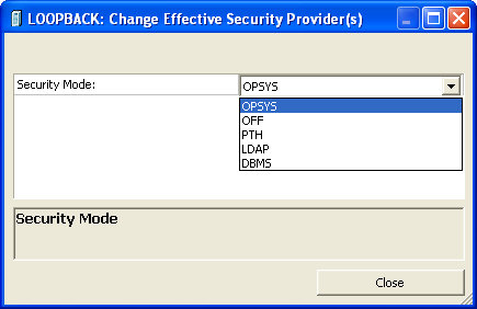 Change Effective Security Provider Window