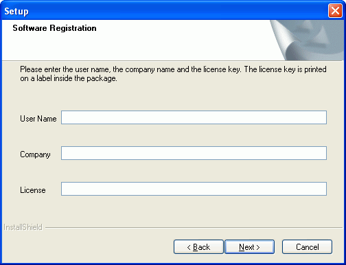 Software Registration window