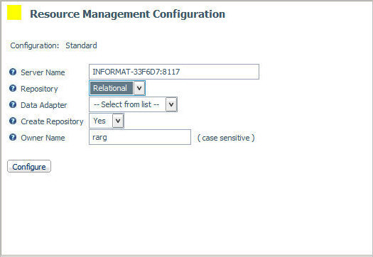 Resource Management Configuration Pane
