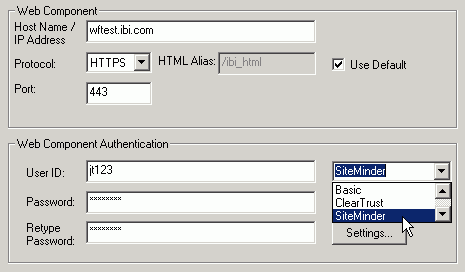 Web Component Authentication dialog box