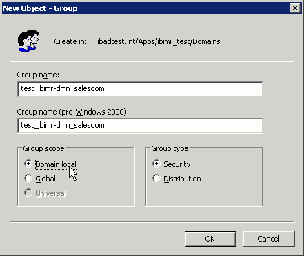 New Object group dialog box