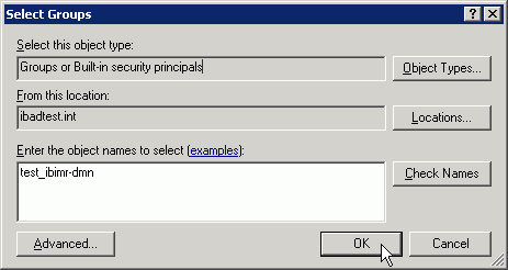 Select groups dialog box