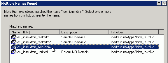 Multiple Names Found dialog box