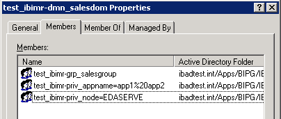 Properties Domains using members tab 