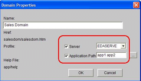 Domain Properties dialog box