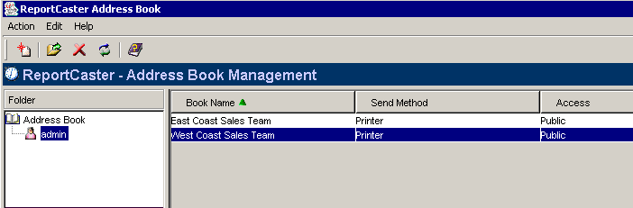 ReportCaster Address Book diagram