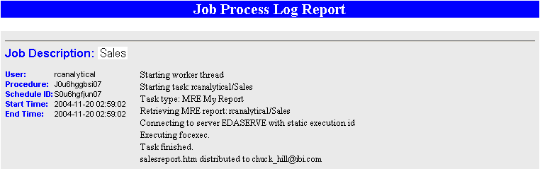 Job Process Log Report