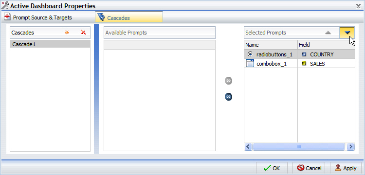Active Dashboard Properties dialog box